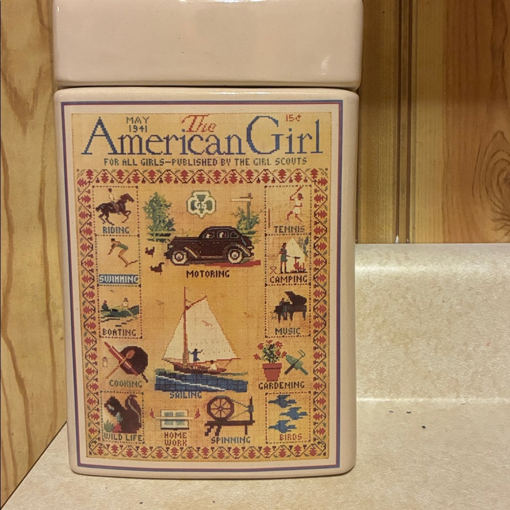 Vintage American Girl Ceramic Canister